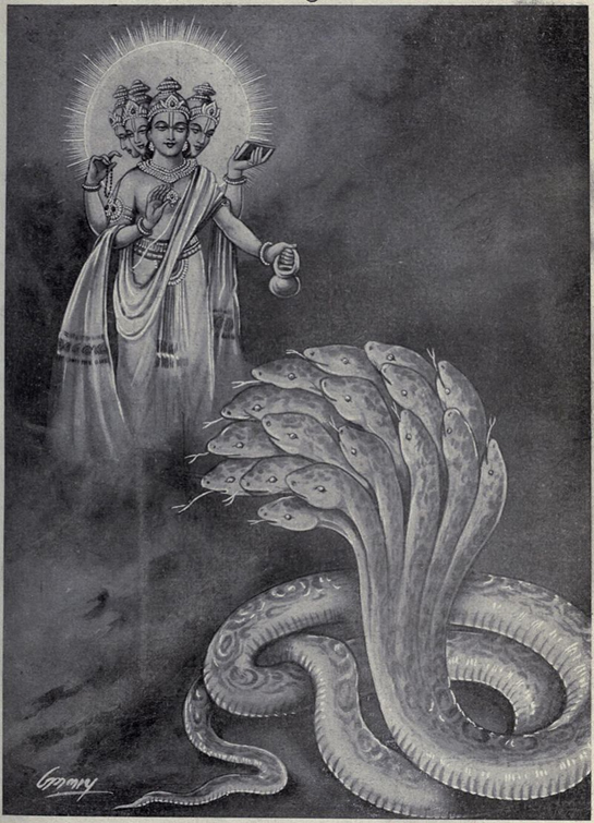 Brahma and Shesha of Hindu creation mythology