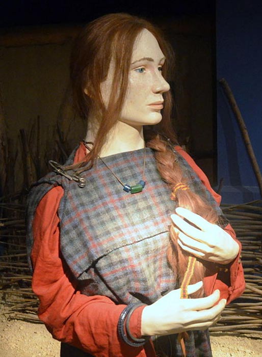 Recreation of a Celtic woman of the Przeworsk culture (3rd century BC, La Tène period), Archaeological Museum of Kraków. 