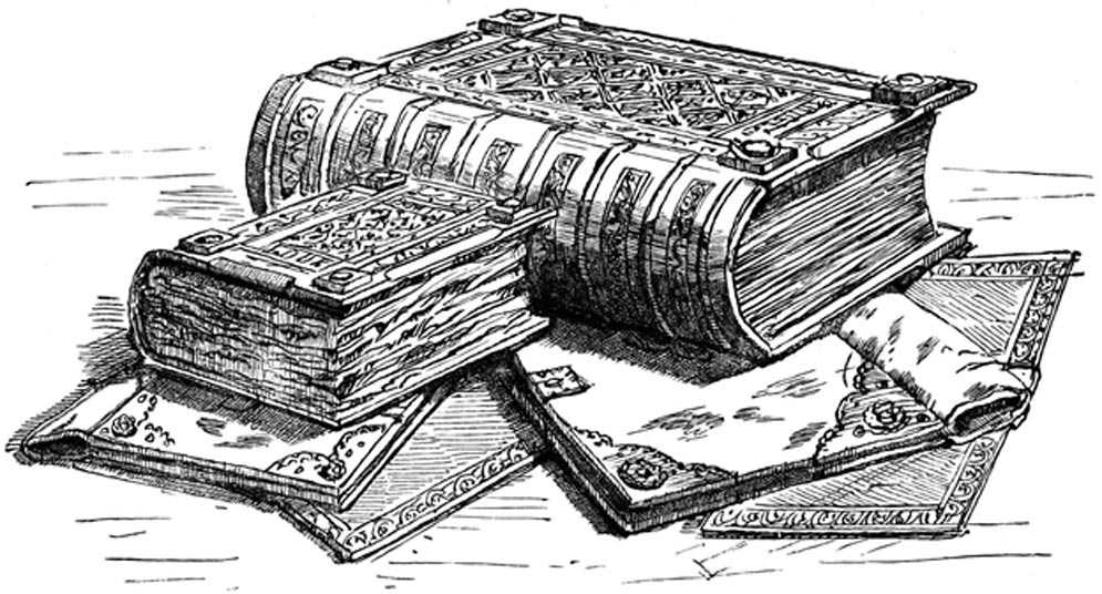 An engraving of the Domesday Book, 1900. 