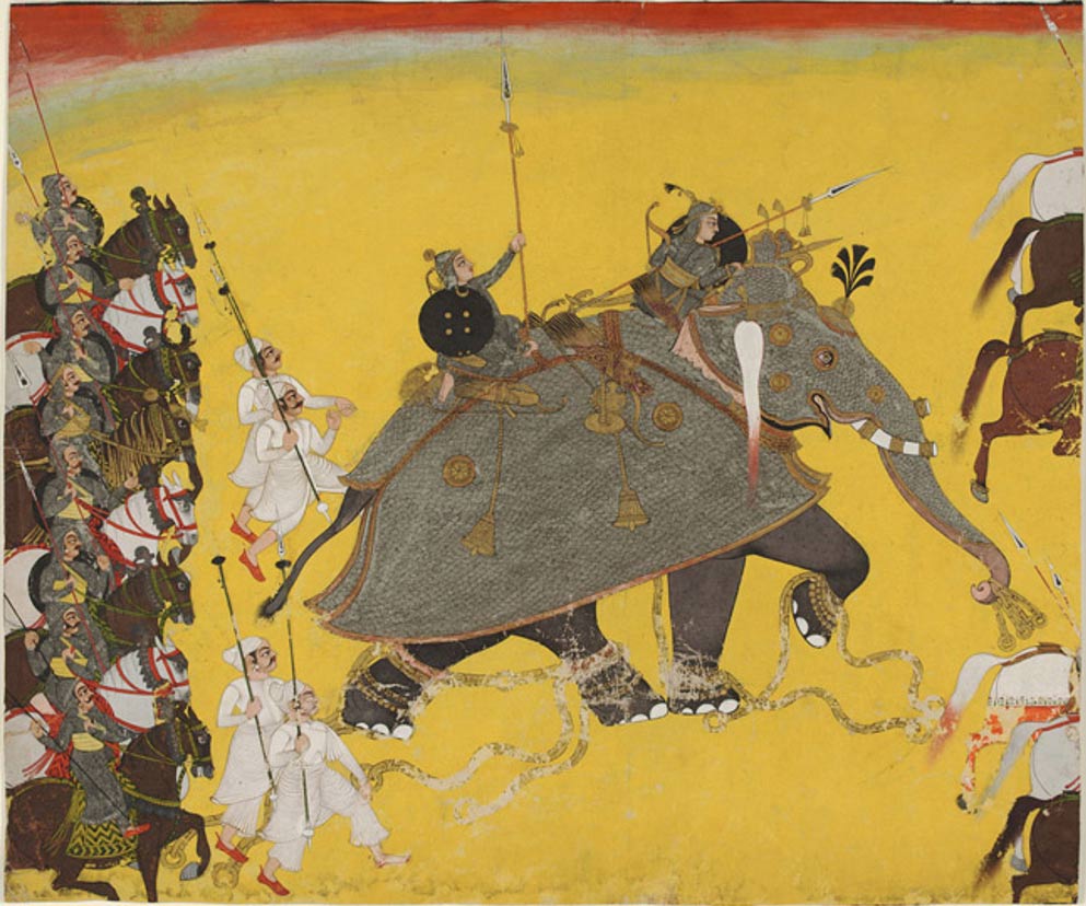 Elephant in Battle, Kota, Rajasthan, India circa 1750-70.