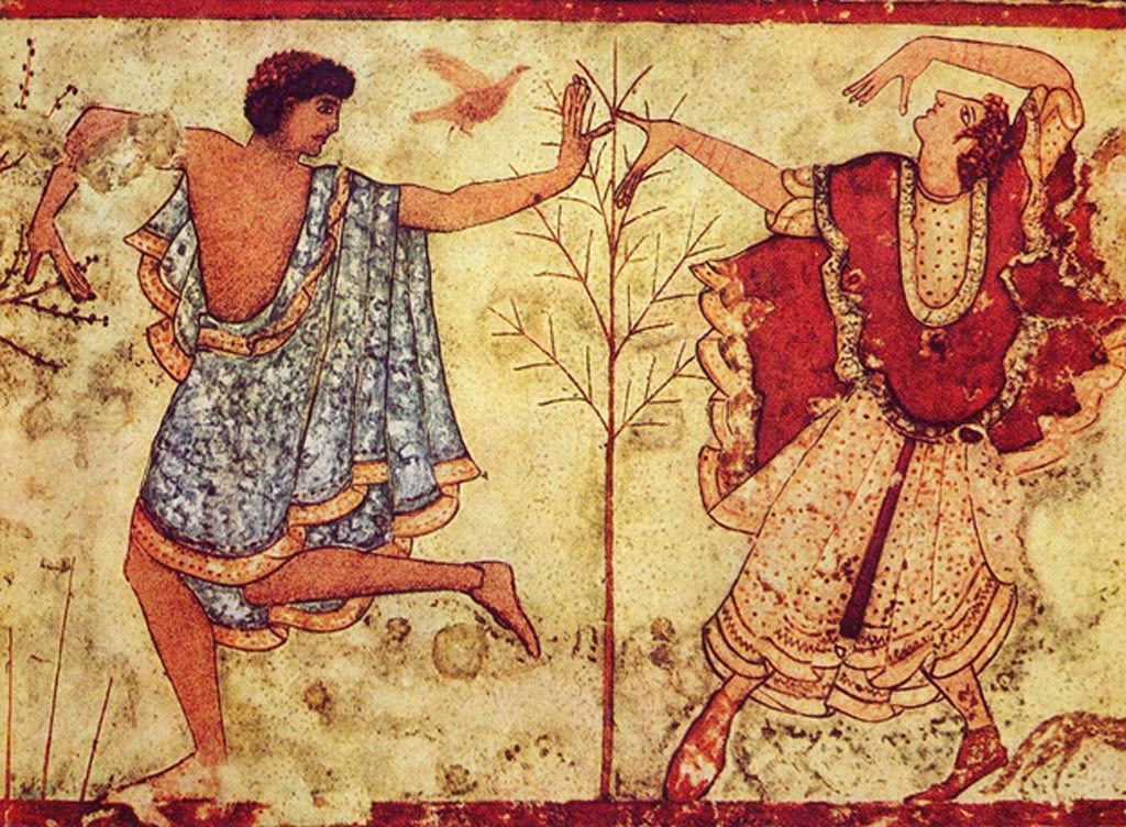 Etruscan dancers in the Tomb of the Triclinium near Tarquinia, Italy (470 BC). 