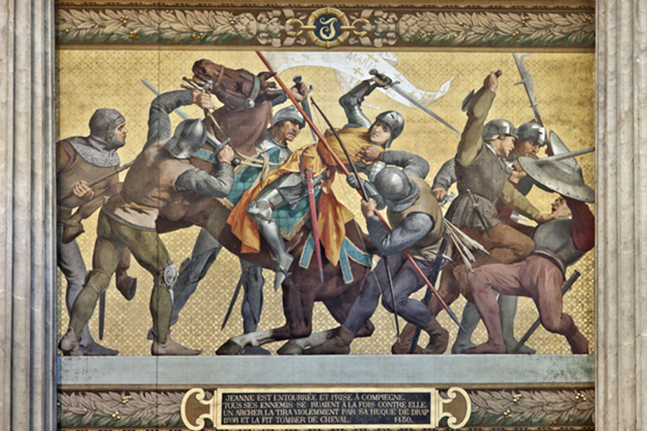 Joan captured by the Burgundians at Compiègne. Mural in the Panthéon, Paris. 