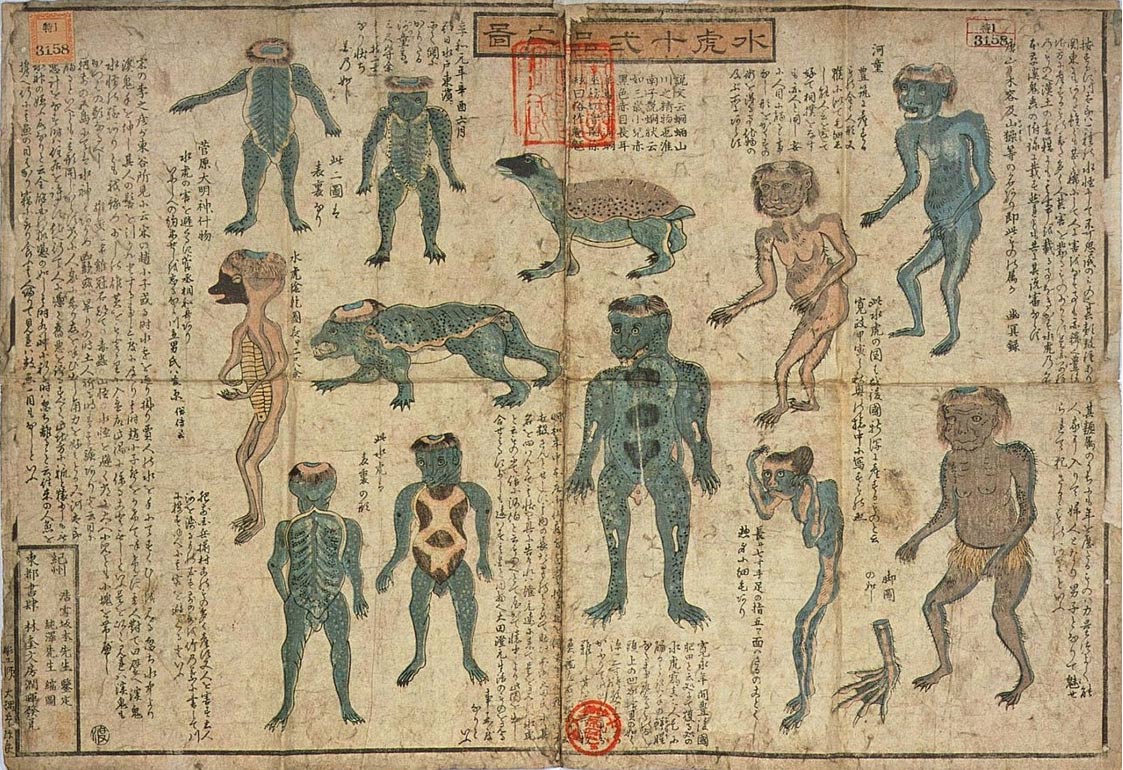 Kappa depictions in the Illustrated Guide to 12 Types of Kappa, by Juntaku (c. 1850).  