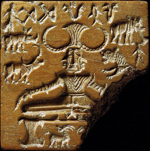 Pashupati seal, Indus Valley civilization, has drawn attention as a possible representation of a "yogi" or "proto-siva" figure. 2600–1900 BCE. 