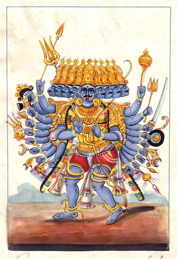 Ravana, the ten-headed demon-king of Lanka. 