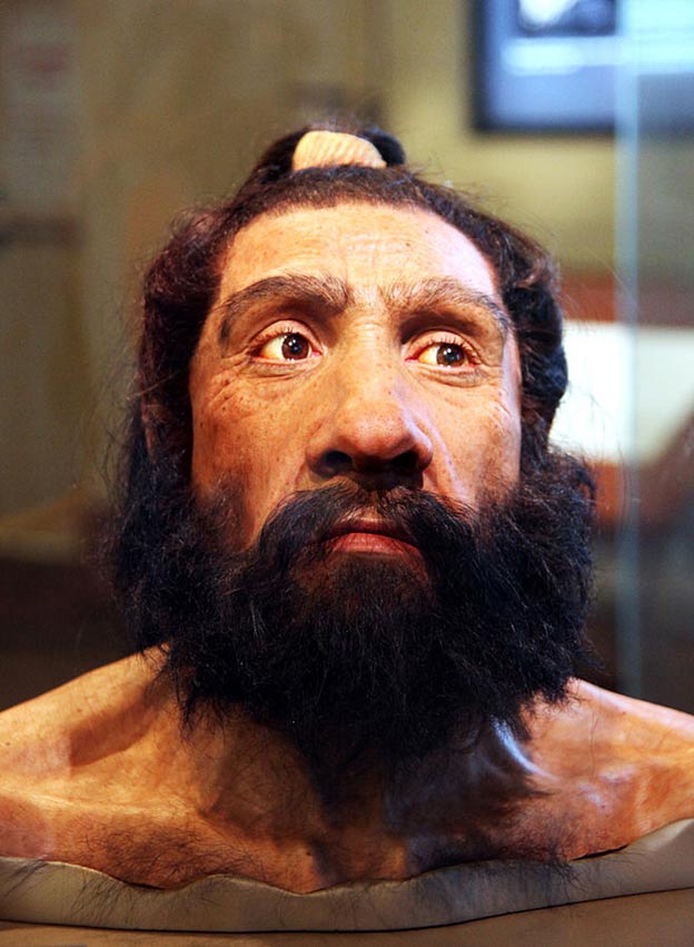 Reconstruction of Neanderthal head, Smithsonian Museum of Natural History, Washington. 
